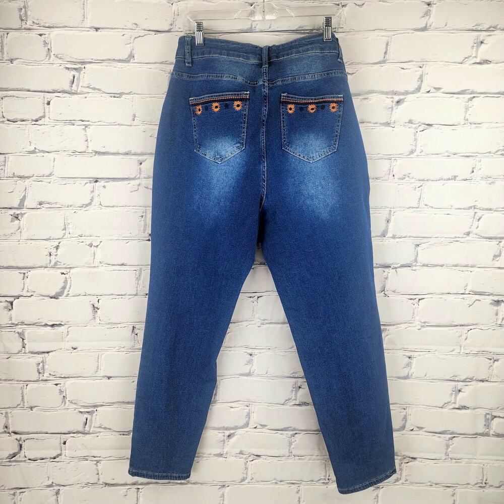 Bloomchic Jeans Womens 14 High Rise Very Stretchy  sunflower embroidery43